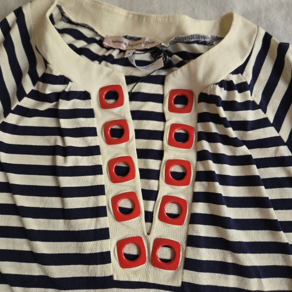 Nanette Lepore Swim Tunic Cover Up Navy White Nautical Stripe - Picture 6 of 13